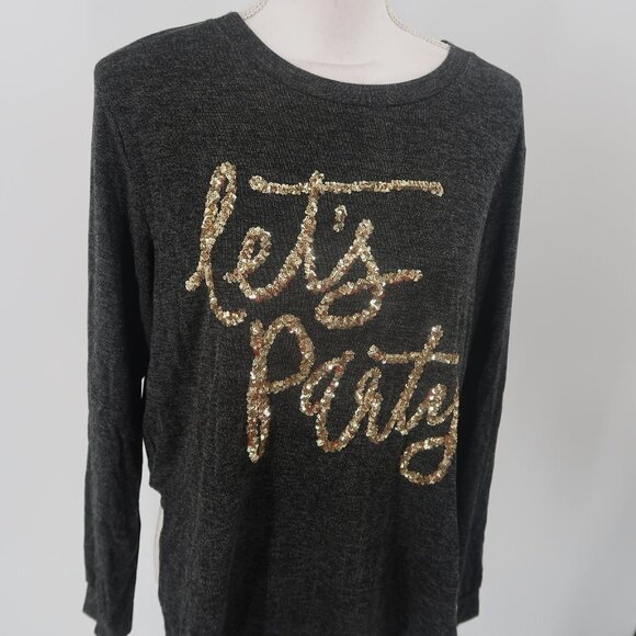 Xhilaration Women's Long Sleeve T-Shirt w Gold "Let's Party" Size XL - Picture 1 of 7